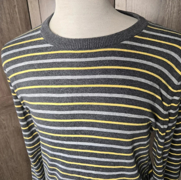 Striped mens gray yellow sweater - Picture 9 of 11